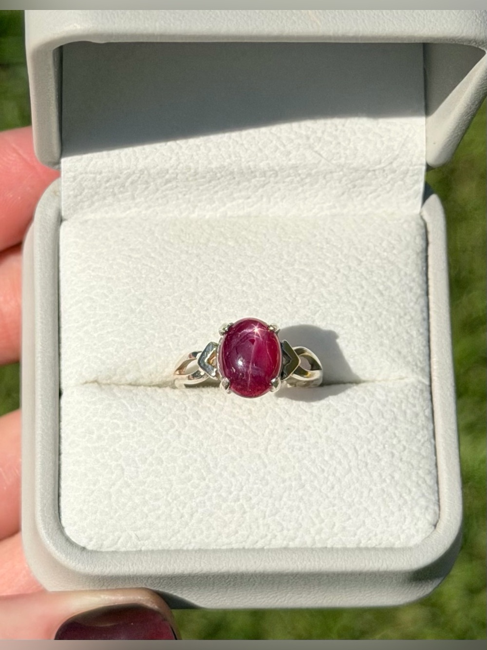 Stunning Natural 3.62CT 6 Rays Star Ruby 925 Sterling Silver Ring Size 5.5